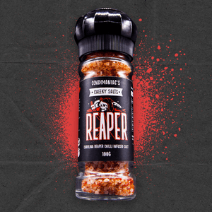 
            
                Load image into Gallery viewer, Condimaniac&amp;#39;s &amp;#39;Cheeky Salts&amp;#39; Carolina Reaper Chilli Infused Salt
            
        