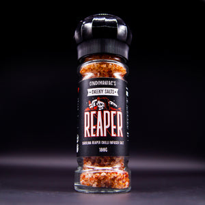 
            
                Load image into Gallery viewer, Condimaniac&amp;#39;s &amp;#39;Cheeky Salts&amp;#39; Carolina Reaper Chilli Infused Salt
            
        